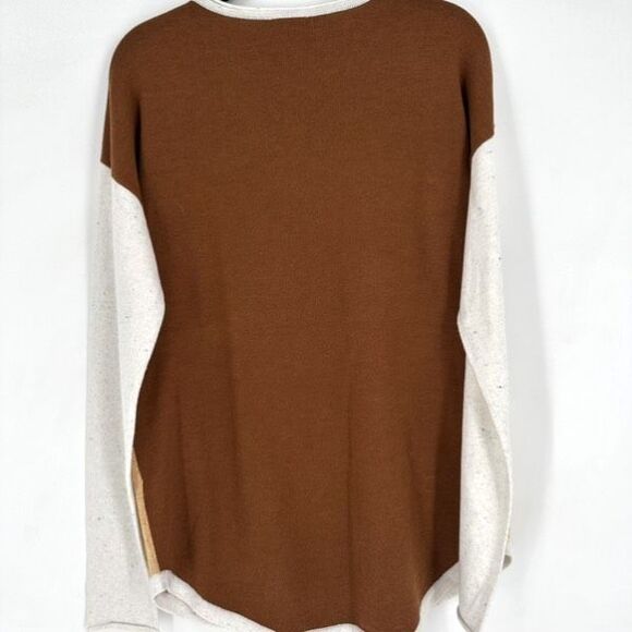 NWT Smartwool Women's Knit Wool Blend LS Tan Brown White Pullover Sweater Medium - Picture 3 of 9